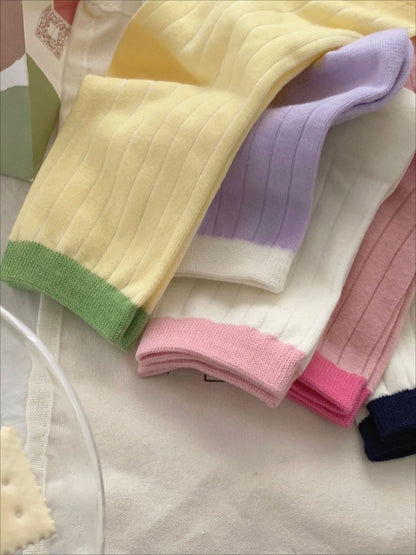 Rufia - Macaron-Colored Mid-Calf Socks - Sweet &amp; Simple