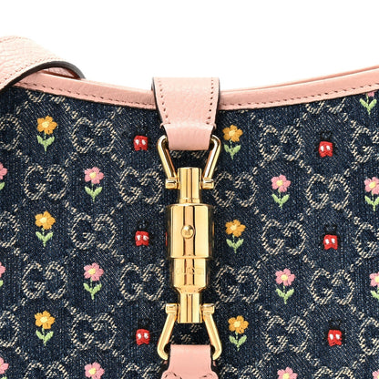 New Denim GG Monogram Calfskin Love Parade Small Jackie 1961 Hobo Light Pink