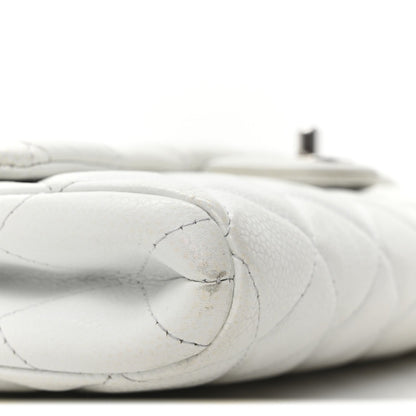 Caviar Quilted Clutch With Chain Flap White