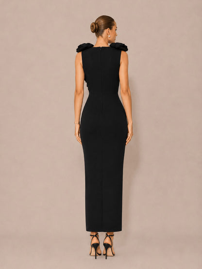 Bellamy Metallic-Trim Ruffled Maxi Dress