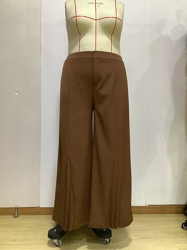Wide Leg Solid Color Casual Pants Bottoms Trousers