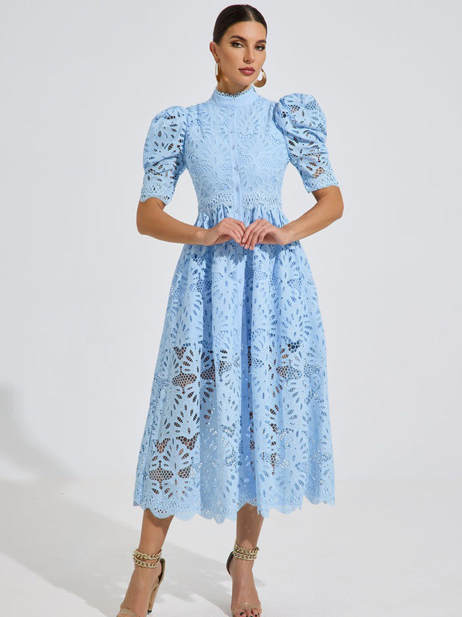 Jocelyn Sky Lace Midi Dress