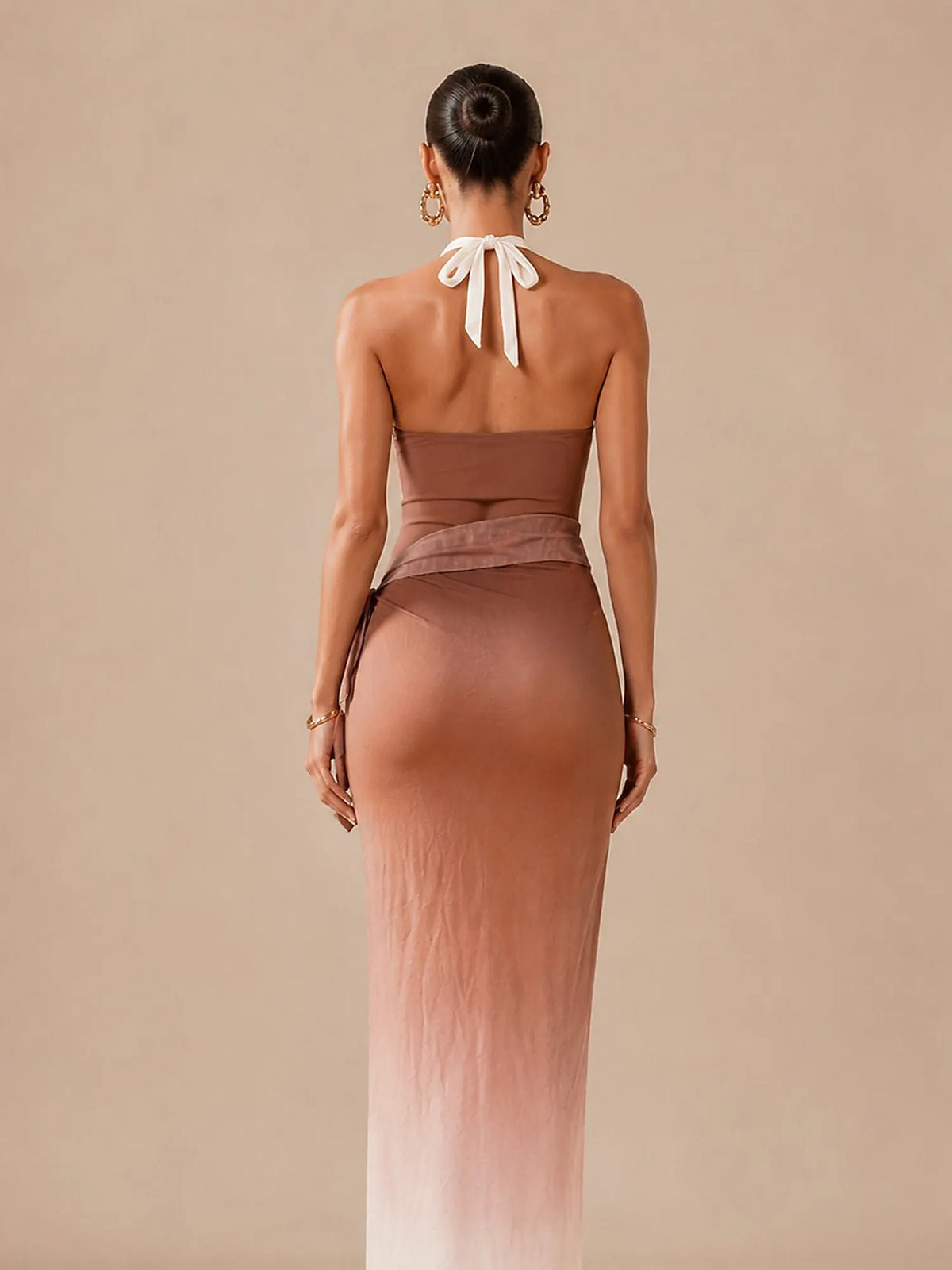 Riley White and Brown Color-Block Swimsuit Set
