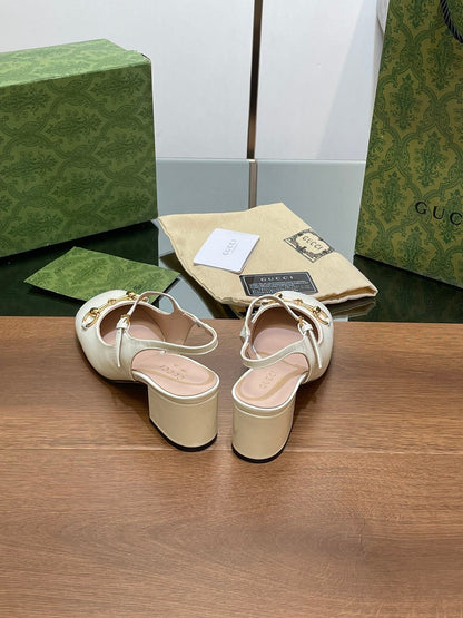 GG HORSEBIT PUMP WHITE LAMBSKIN