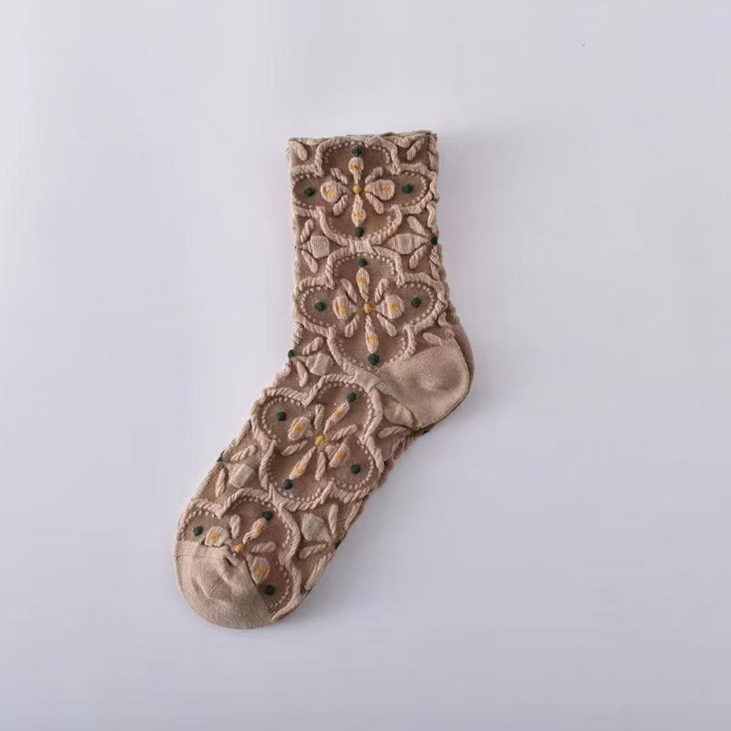 Rufia - Floral Knit Socks - Vintage &amp; Stretchy