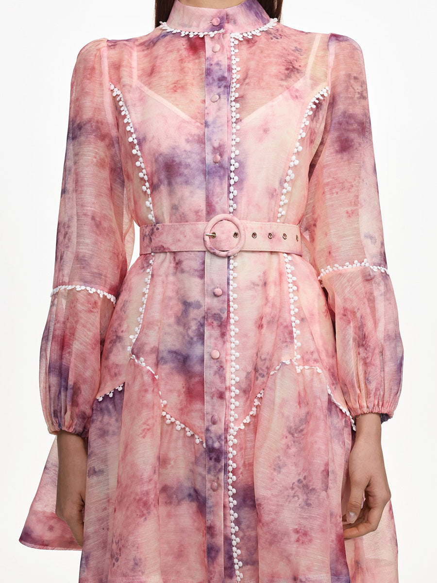 Hazel Flowy Long Sleeve Floral Print Woven Mini Dress
