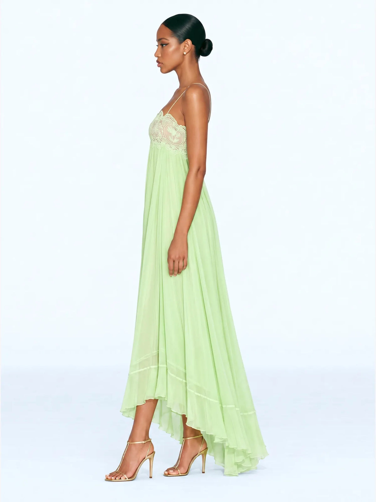 Katia Lace-Panelled Pleated Maxi Dress