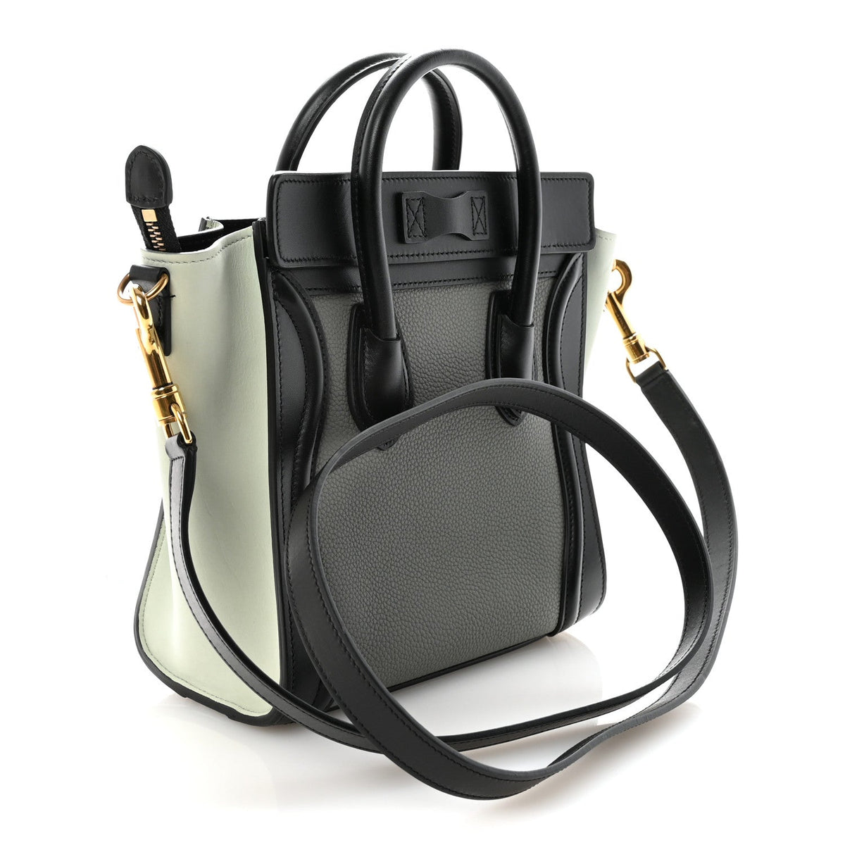 Baby Grained Calfskin Nano Tri-Color Luggage Zinc Almond