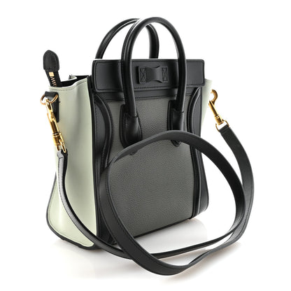 Baby Grained Calfskin Nano Tri-Color Luggage Zinc Almond