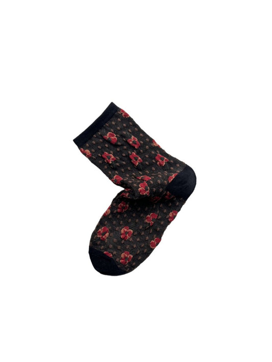 Rufia - Floral Embossed Bohemian Mid-Crew Socks
