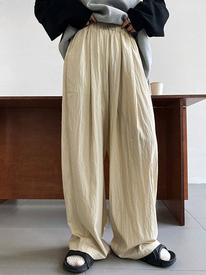 Loose  Leg  Pleated Casual Pants Bottoms