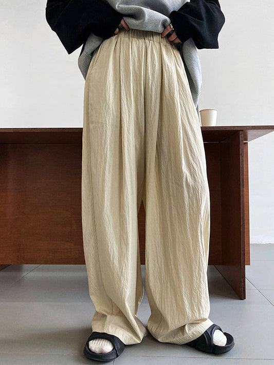 Loose  Leg  Pleated Casual Pants Bottoms