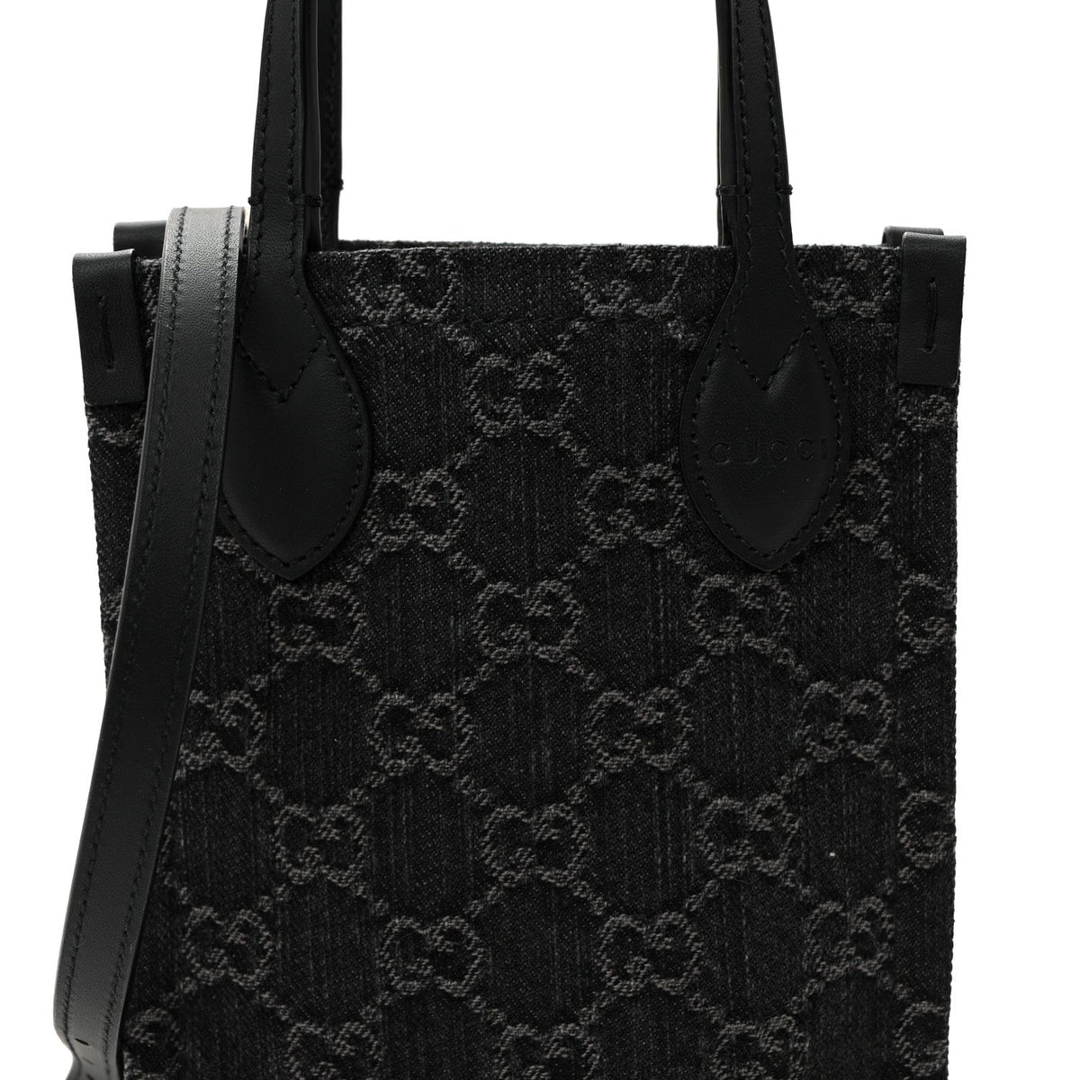 Denim Ophidia GG Monogram Mini Tote Bag Black