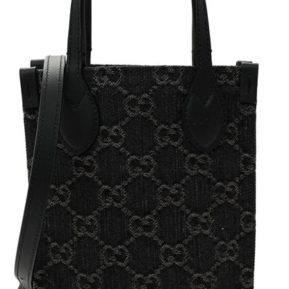 Denim Ophidia GG Monogram Mini Tote Bag Black