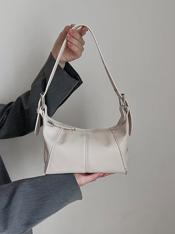Buckle Solid Color Zipper Armpit Bags