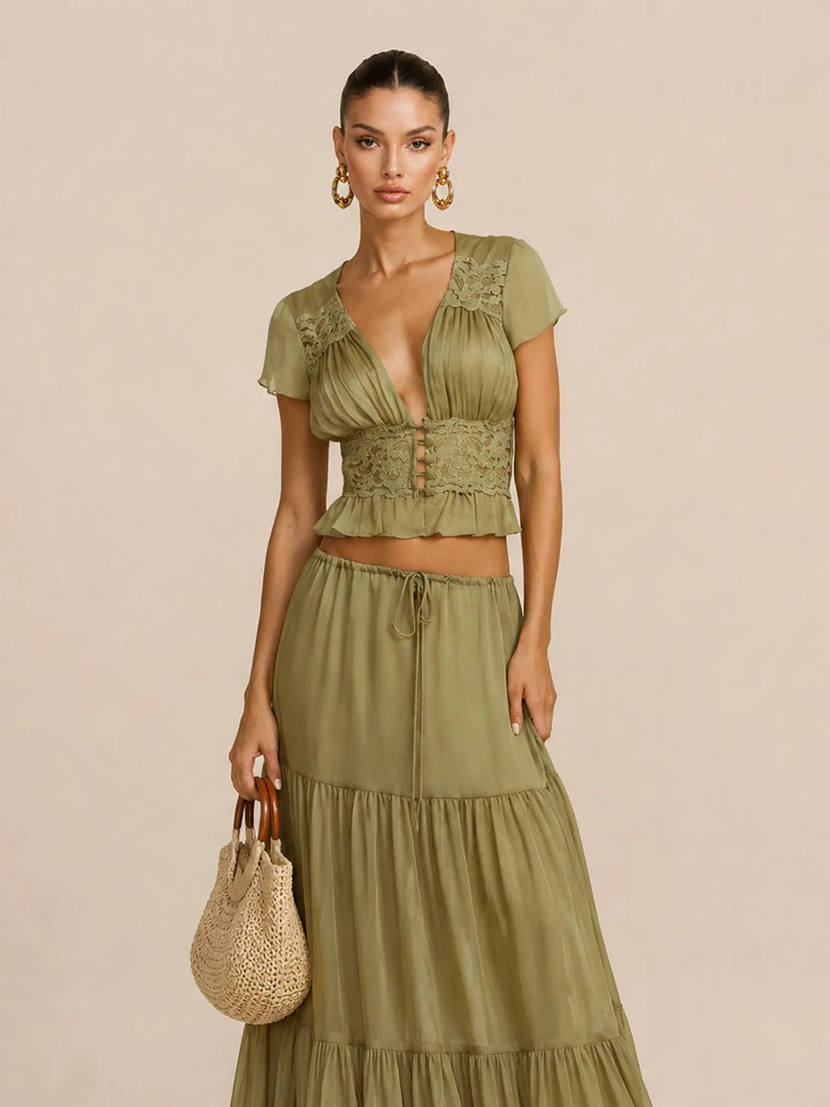 Keira Sexy Mesh Maxi Skirt Set