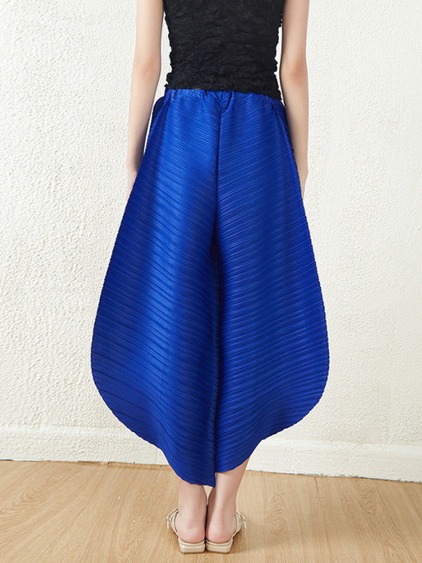Wide Leg Loose Pleated High Waist Solid Color Tapered Pants