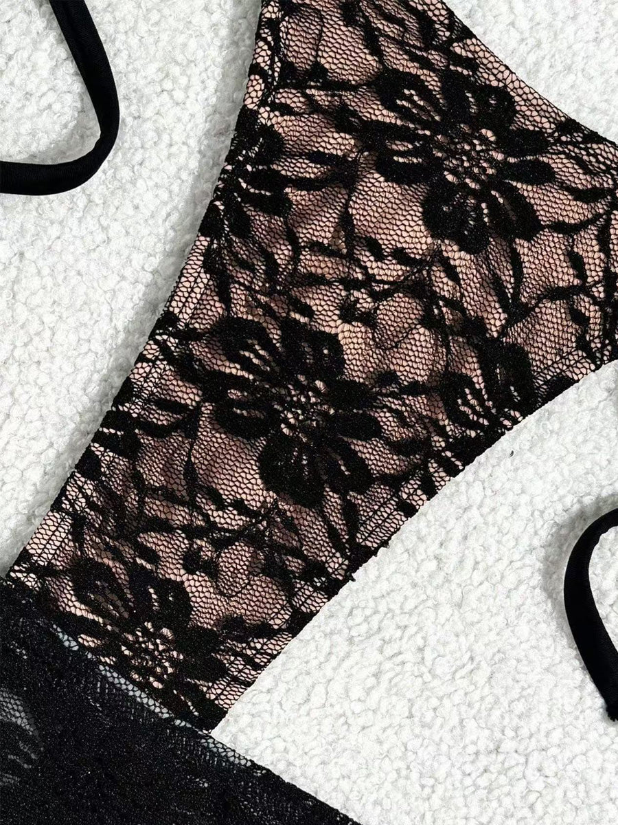 Inara Lace Tie-Up Bikini Three-Piece Set