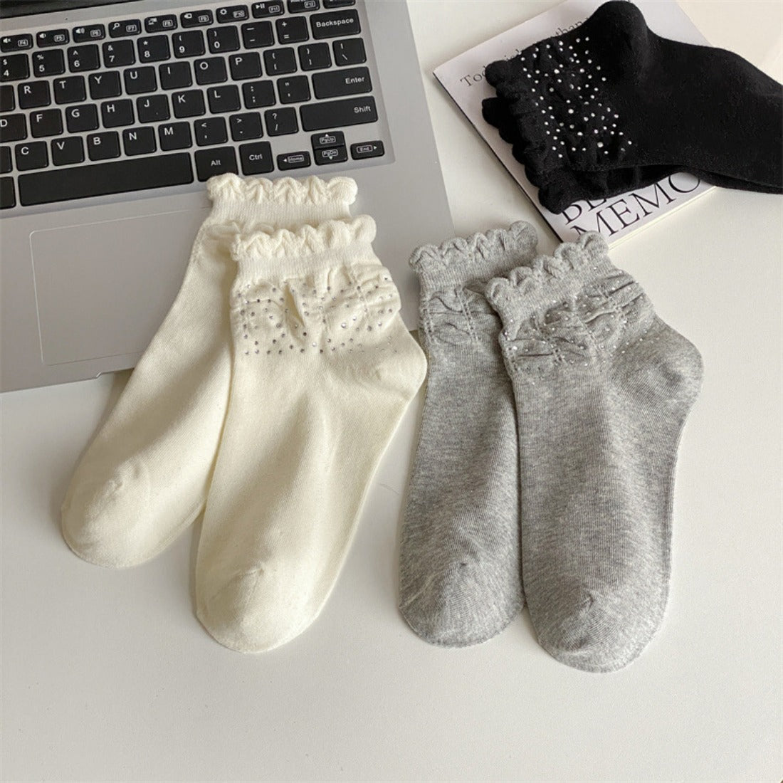 Rufia - Bubble Trim Solid Low-Cut Socks