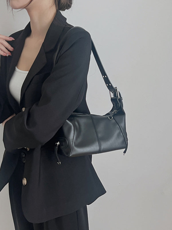 Buckle Solid Color Zipper Armpit Bags