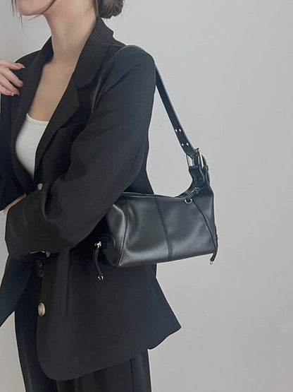 Buckle Solid Color Zipper Armpit Bags