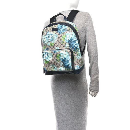 GG Supreme Monogram Blooms Medium Day Backpack Beige Blue Navy