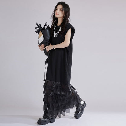 Feather Trim Midi Dress