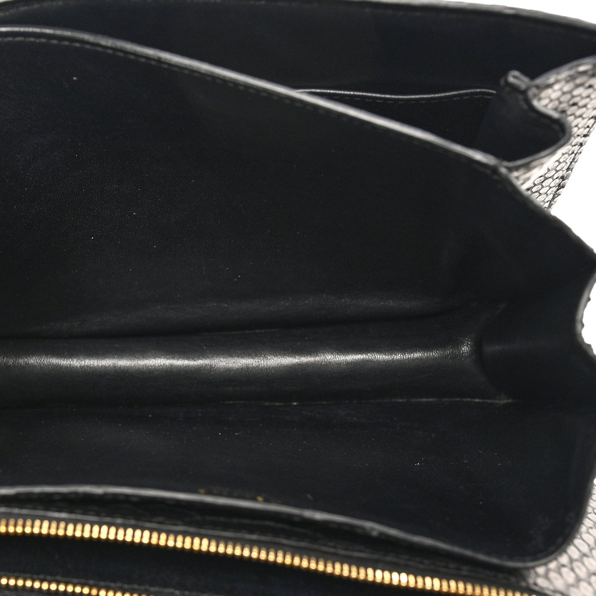 Snakeskin Medium Classic Box Flap Bag Black