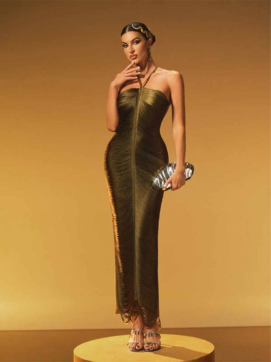 Harper Halterneck Fringe Maxi Dress