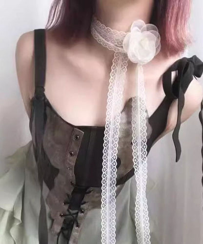 Modern White Lace Hollow Out Floral Necklace