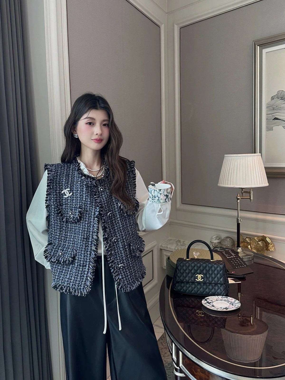 CHANEL 25S ROUND NECK TWEED VEST STYLE 151