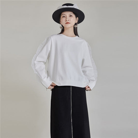 Long Sleeve Hoodie With Ruffle Hem