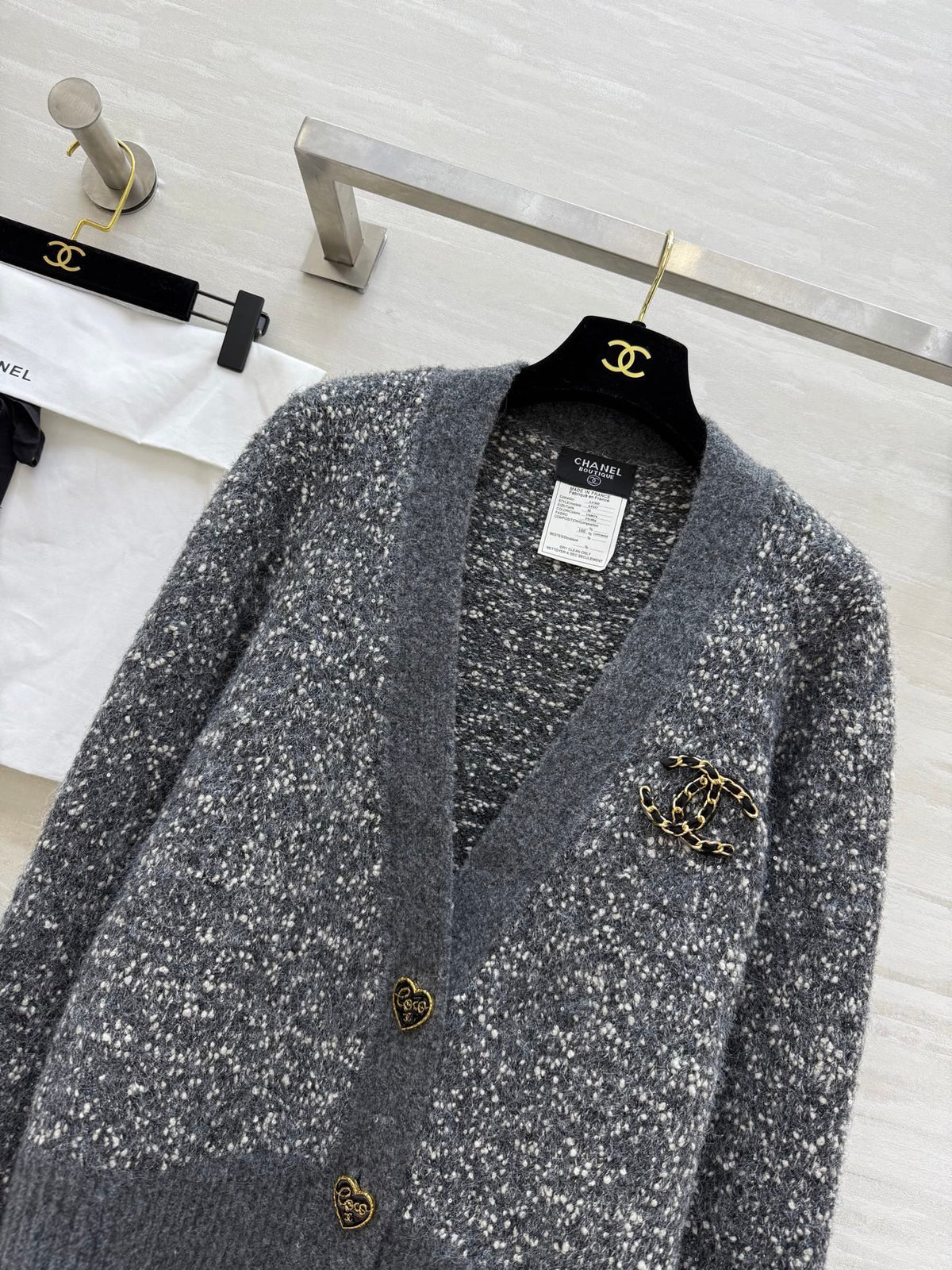 CC Cardigan Grey Wool Tweed 343312