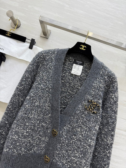 CC Cardigan Grey Wool Tweed 343312