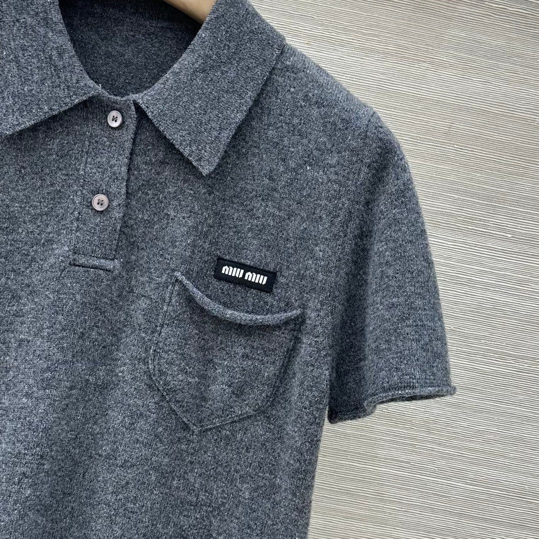 MIUMIU SHORT-SLEEVE TURTLENECK SWEATER STYLE 695