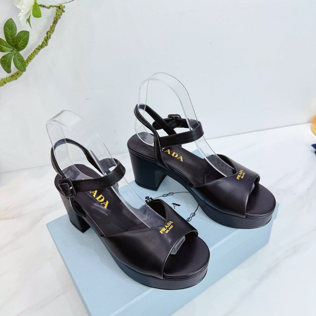 PRA 26SS Platform Sandals 75 Black Sheepskin 592376
