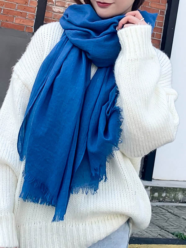 Casual Simple Ramie Cotton 14 Colors Scarf