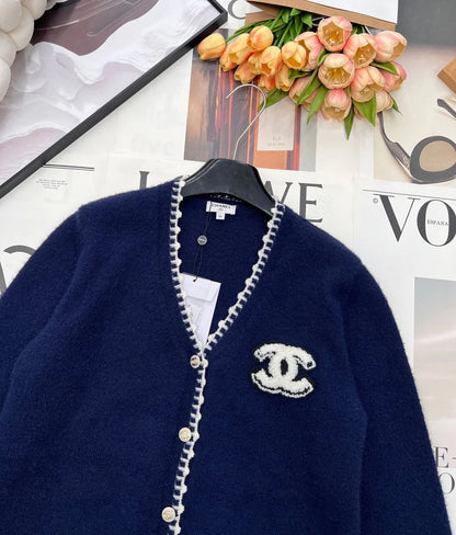 CC 26 V-neck Knit Cardigan Navy Blue Wool Cashmere 785160