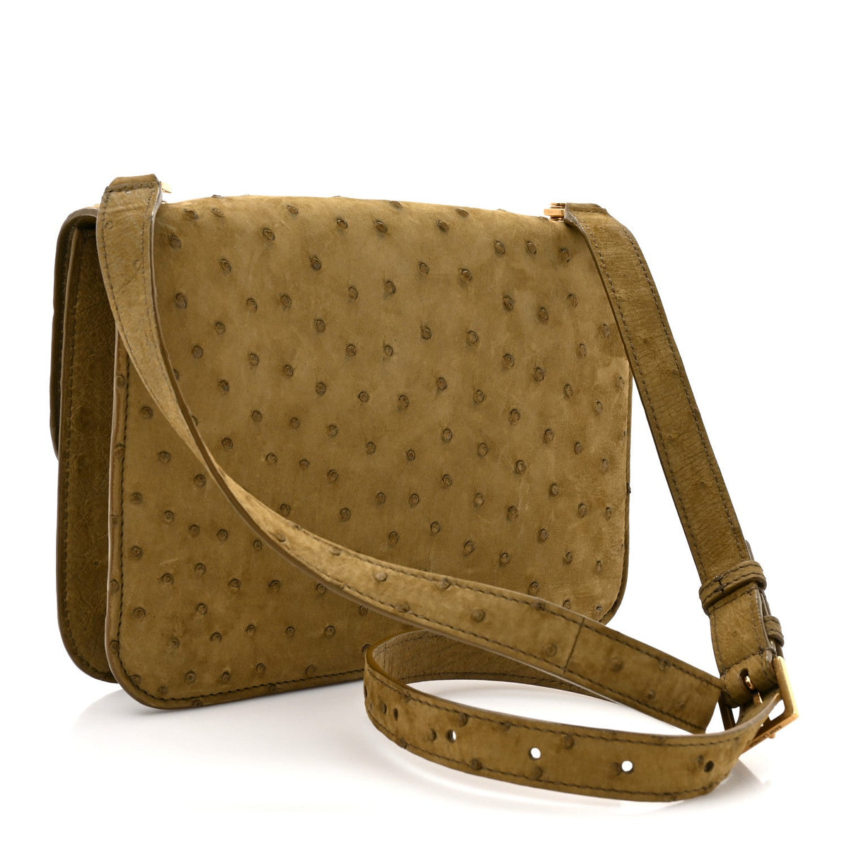 Ostrich Carre Satchel Green