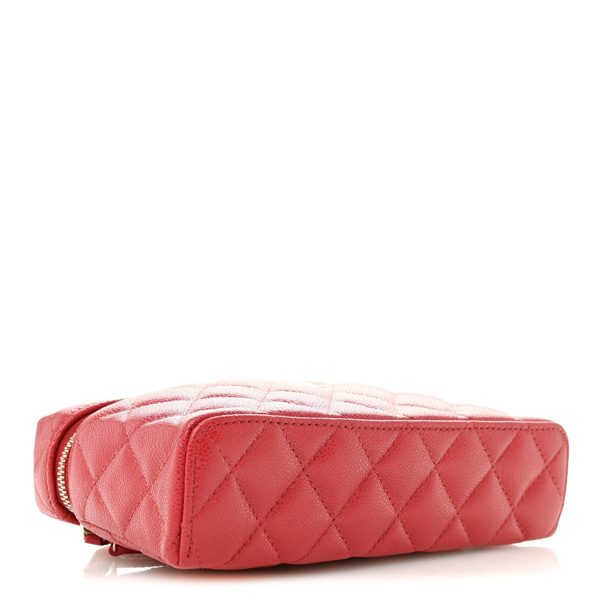 Caviar Quilted Top Handle Slim Vanity With Chain Red