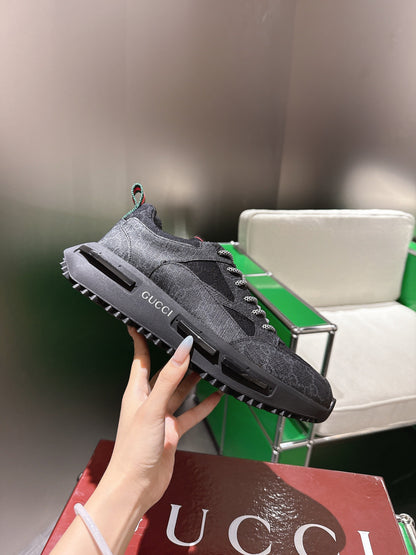 Gucci Rhyton Sneakers Black and Grey Supreme Canvas 507553