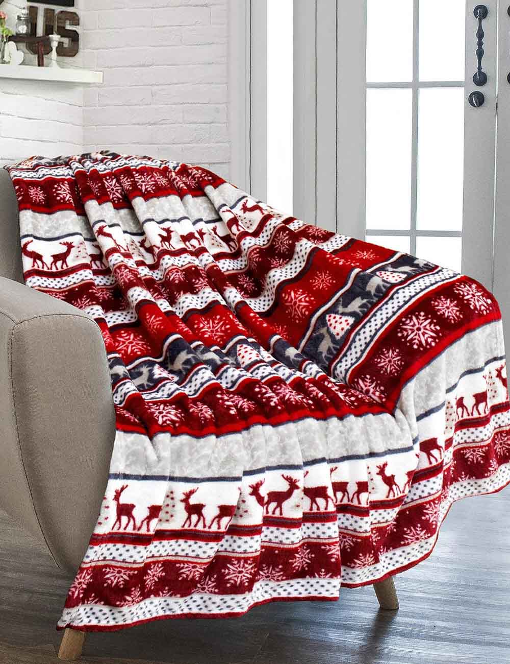 Soft Christmas Reindeer Warm Throw Blanket