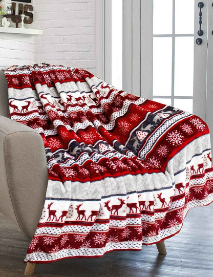 Soft Christmas Reindeer Warm Throw Blanket