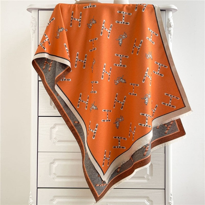 Jacquard Fringed Cashmere-Like Scarf