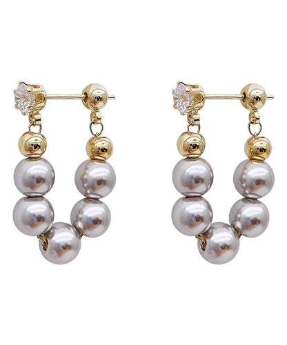 Original Design Colorblock Copper Overgild Pearl Hoop Earrings