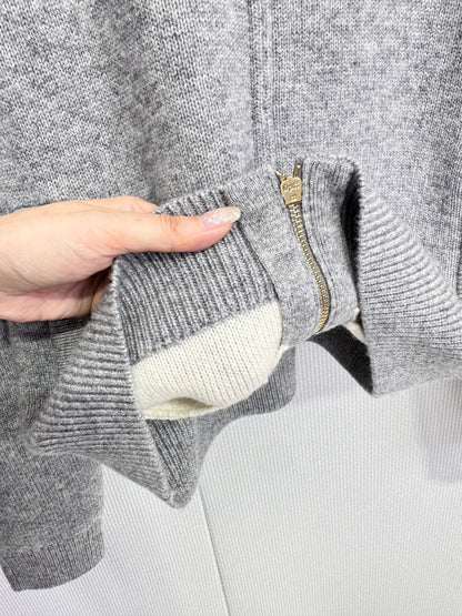 Miumiu 2025 Zipper Cardigan Gray Wool