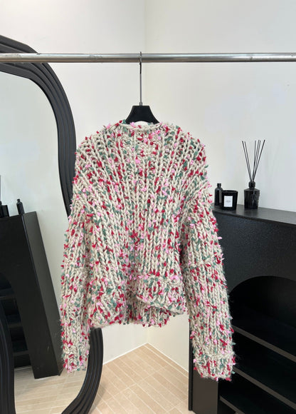Chanel Hand-crocheted Colorful Pom-pom Coat Cashmere
