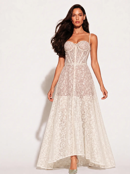 Gabrielle Waist-Cinching Floral Camisole Maxi Dress