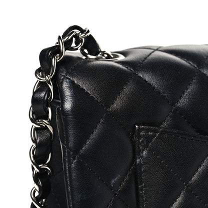 Lambskin Quilted Mini Rectangular Flap Black