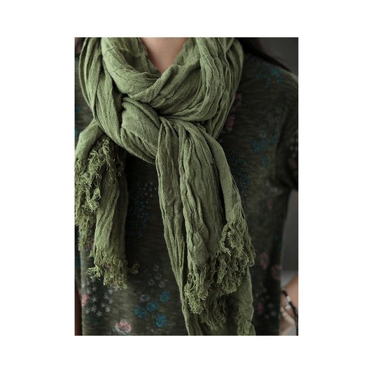 Vintage Ramie Cotton Solid Color Scarf